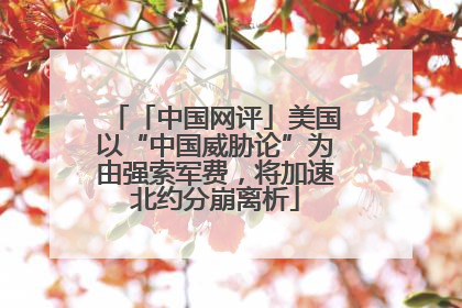 「中国网评」美国以“中国威胁论”为由强索军费，将加速北约分崩离析