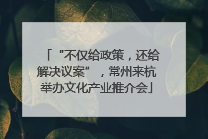 “不仅给政策，还给解决议案”，常州来杭举办文化产业推介会