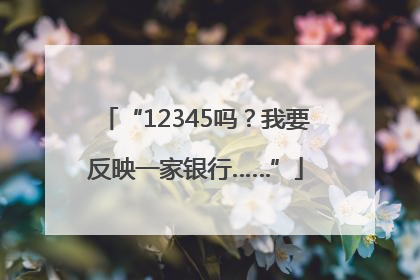 “12345吗？我要反映一家银行……”