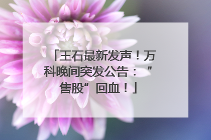 王石最新发声！万科晚间突发公告：“售股”回血！