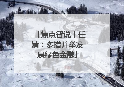 焦点智说丨任婧：多措并举发展绿色金融