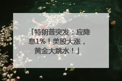 特朗普突发：应降息1%！美股大涨，黄金大跳水！