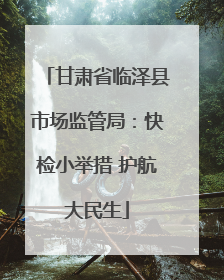 甘肃省临泽县市场监管局：快检小举措 护航大民生