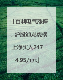 百利电气涨停，沪股通龙虎榜上净买入2474.95万元