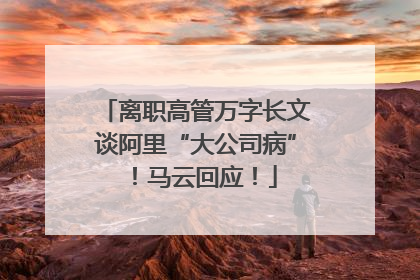 离职高管万字长文谈阿里“大公司病”！马云回应！