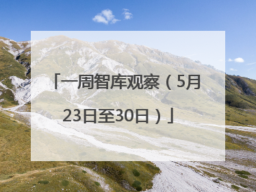 一周智库观察（5月23日至30日）