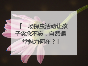 一场探虫活动让孩子念念不忘，自然课堂魅力何在？