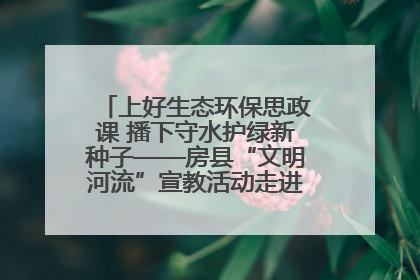 上好生态环保思政课 播下守水护绿新种子——房县“文明河流”宣教活动走进八一希望小学