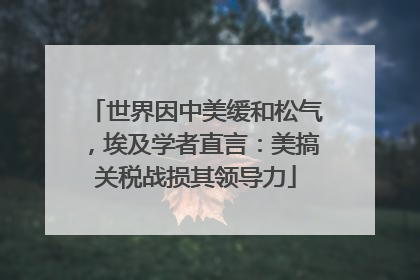 世界因中美缓和松气，埃及学者直言：美搞关税战损其领导力