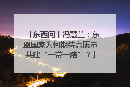 东西问丨冯慧兰：东盟国家为何期待高质量共建“一带一路”？