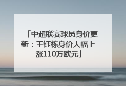 中超联赛球员身价更新：王钰栋身价大幅上涨110万欧元