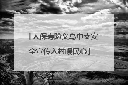 人保寿险义乌中支安全宣传入村暖民心