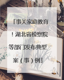 事关家庭教育！湖北省检察院等部门发布典型案（事）例