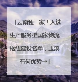 云南独一家！入选生产服务型国家物流枢纽建设名单，玉溪有何优势→