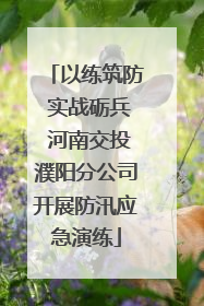 以练筑防 实战砺兵 河南交投濮阳分公司开展防汛应急演练