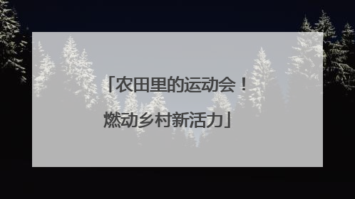 农田里的运动会！燃动乡村新活力