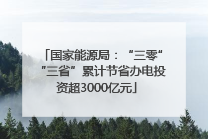 国家能源局：“三零”“三省”累计节省办电投资超3000亿元