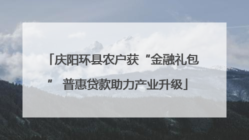 庆阳环县农户获“金融礼包” 普惠贷款助力产业升级