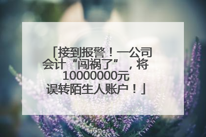 接到报警！一公司会计“闯祸了”，将10000000元误转陌生人账户！