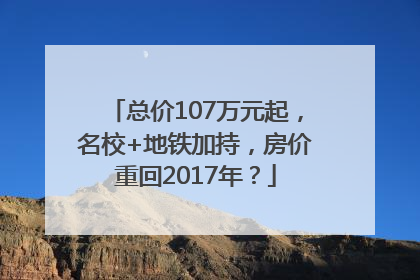 总价107万元起，名校+地铁加持，房价重回2017年？