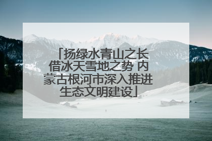 扬绿水青山之长 借冰天雪地之势 内蒙古根河市深入推进生态文明建设