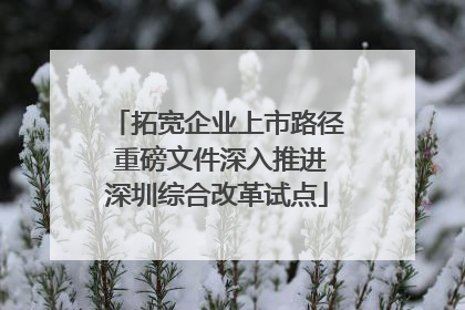 拓宽企业上市路径 重磅文件深入推进深圳综合改革试点