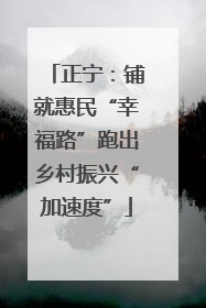 正宁：铺就惠民“幸福路”跑出乡村振兴“加速度”