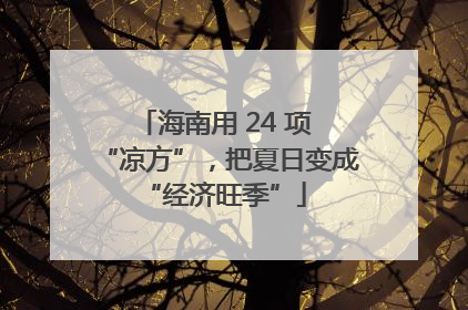 海南用 24 项 “凉方”，把夏日变成 “经济旺季”