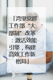 湾里党群工作部“大部制”改革：激活效能引擎，构建高效工作新格局