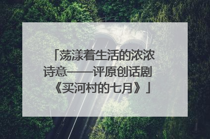 荡漾着生活的浓浓诗意——评原创话剧《买河村的七月》