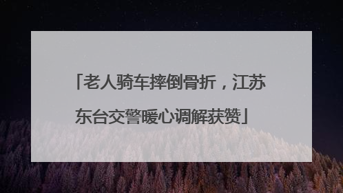 老人骑车摔倒骨折，江苏东台交警暖心调解获赞