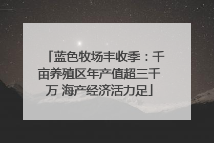 蓝色牧场丰收季：千亩养殖区年产值超三千万 海产经济活力足