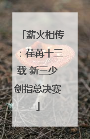 薪火相传：荏苒十三载 新三少剑指总决赛
