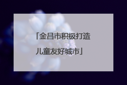 金昌市积极打造儿童友好城市