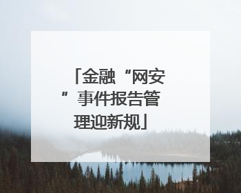 金融“网安”事件报告管理迎新规