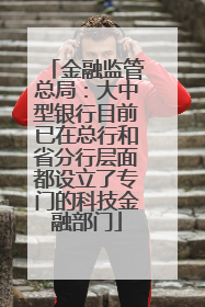 金融监管总局：大中型银行目前已在总行和省分行层面都设立了专门的科技金融部门