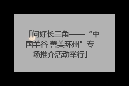 问好长三角——“中国羊谷 善美环州”专场推介活动举行