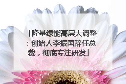 隆基绿能高层大调整：创始人李振国辞任总裁，彻底专注研发