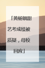 黄杨钿甜艺考成绩被质疑，母校回应