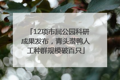 12项市属公园科研成果发布，青头潜鸭人工种群规模破百只