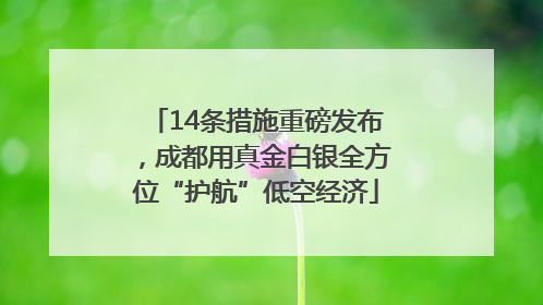 14条措施重磅发布，成都用真金白银全方位“护航”低空经济
