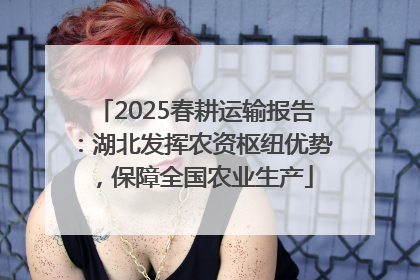 2025春耕运输报告：湖北发挥农资枢纽优势，保障全国农业生产